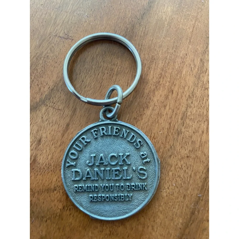 Jack Daniel's Old‎ No. 7 Whiskey Keyring Keychain Gray Pewter Liquor